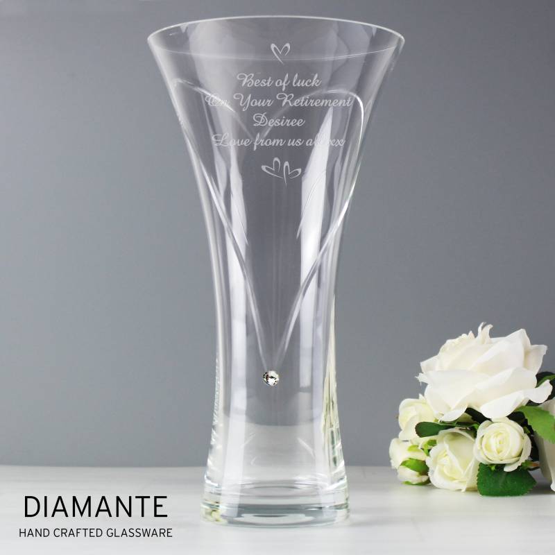 Personalised Swarovski Hearts Diamante Vase