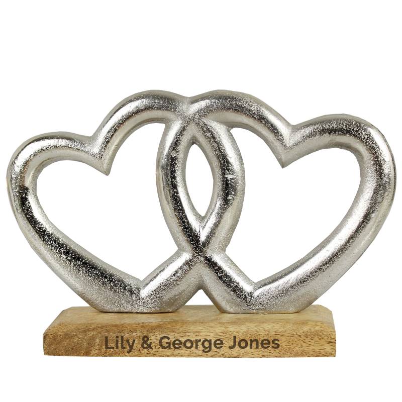 Personalised Free Text Double Heart Ornament