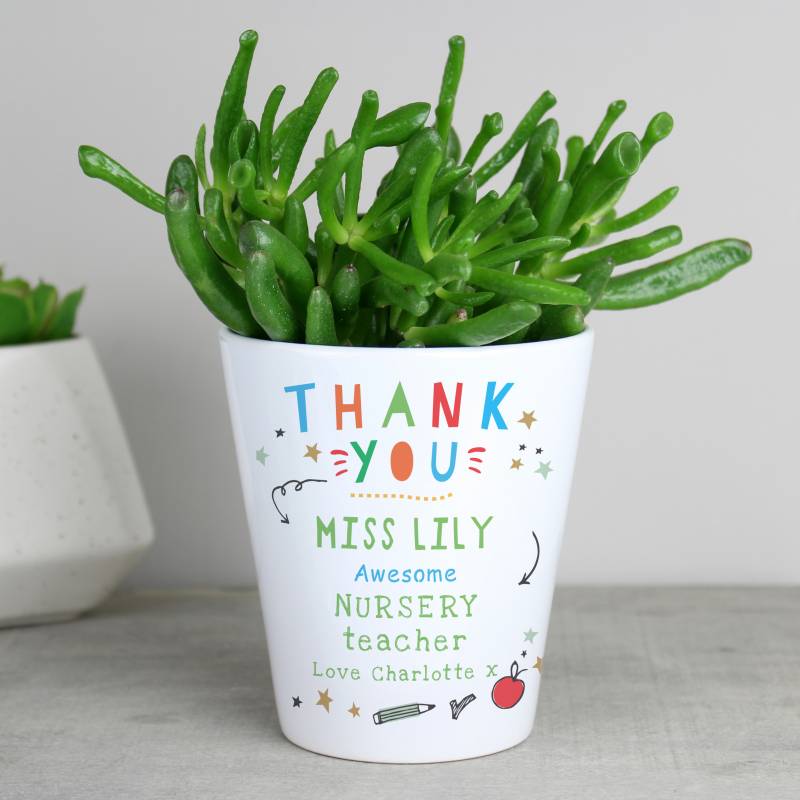 Personalised Thank You Teacher Plant Pot